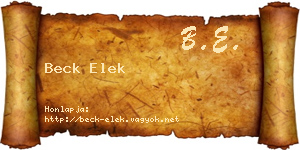 Beck Elek névjegykártya
