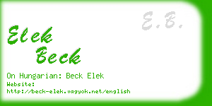 elek beck business card